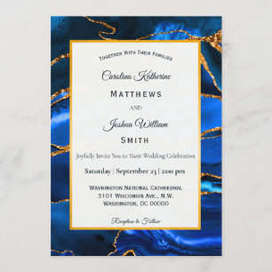 Invitación Boda de acuarela del árido azul abstracto