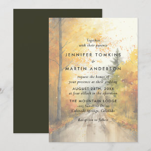 Invitación Boda de acuarela del bosque otoñal