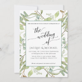 Invitación BODA de acuarela del follaje de eucalipto ruso de 