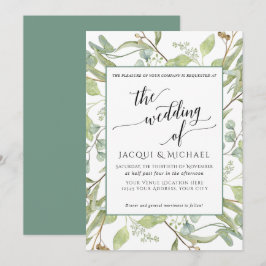 Invitación BODA de acuarela del follaje de eucalipto ruso de 
