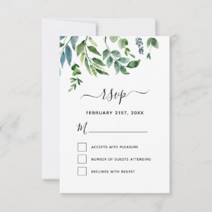 Invitación Boda de acuarela del follaje de vegetación botánic