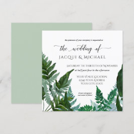 Invitación Boda de acuarela del follaje forestal | Cuadrado