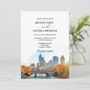 Invitación Boda de Acuarela del Horizonte de Nashville Tennes