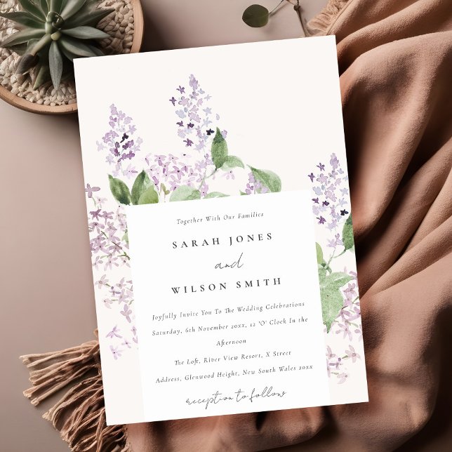 Invitación Boda de acuarela del Jardín Floral Lilac (Subido por el creador)