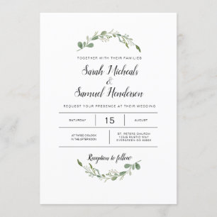 Invitación Boda de acuarela del jardín verde profundo