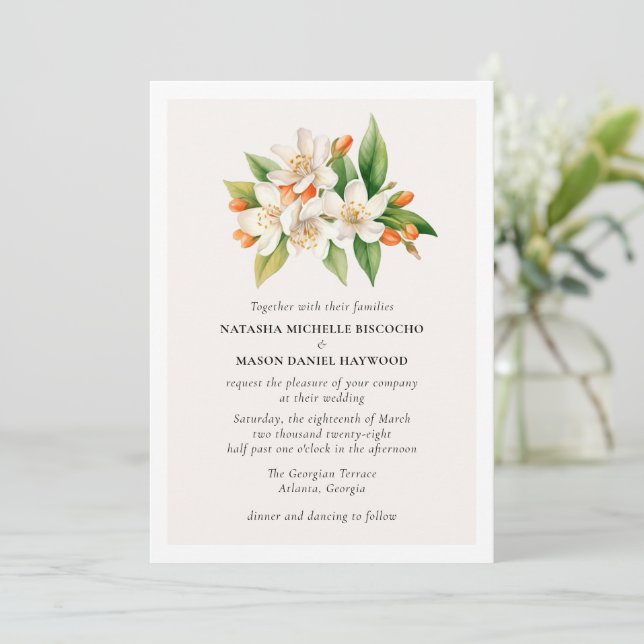 Invitación Boda de acuarela del Mediterráneo tropical (Anverso de pie)