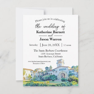 Invitación Boda de acuarela del tribunal de Santa Bárbara