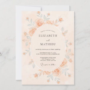 Invitación Boda de Acuarela Delicada de Melocotón