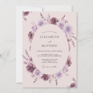 Invitación Boda de acuarela delicada en malva