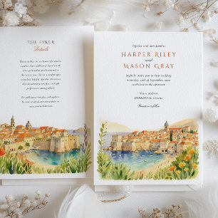 Invitación Boda de acuarela Dubrovnik Croacia