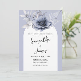 Invitación Boda de acuarela Dusty Blue Floral Boho