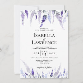 Invitación Boda de acuarela Dusty Purple Floral Lavender