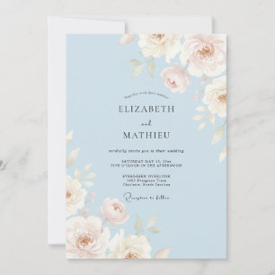 Invitación Boda de acuarela elegante azul cielo