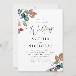 Invitación Boda de Acuarela Elegante de Bayas. Jardín Botánic