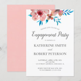 Invitación Boda de acuarela elegante de flores rosadas