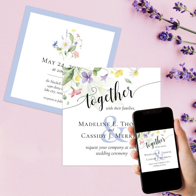 Invitación Boda de Acuarela Elegante de Flores Silvestres Arc (Subido por el creador)
