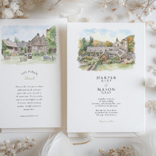 Invitación Boda de Acuarela en Blue Hill at Stone Barns