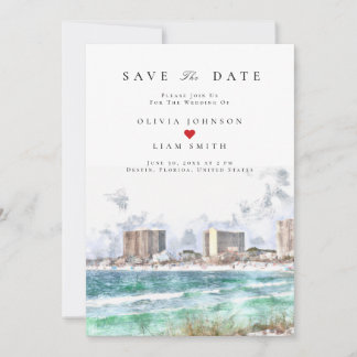 Invitación Boda de acuarela en Destin Florida Save the Date