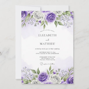 Invitación Boda de acuarela encantadora púrpura