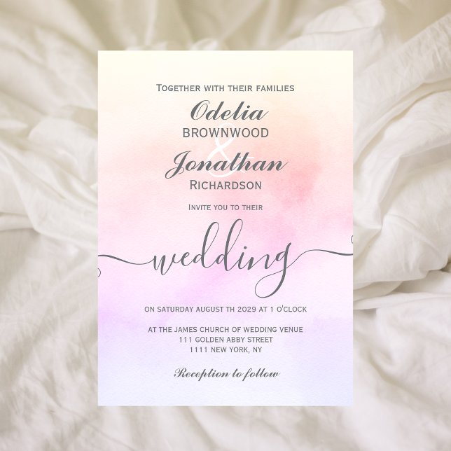 Invitación Boda de acuarela estética simple y elegante (Subido por el creador)