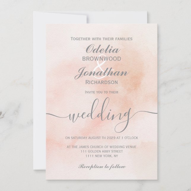 Invitación Boda de acuarela estética simple y elegante (Anverso)