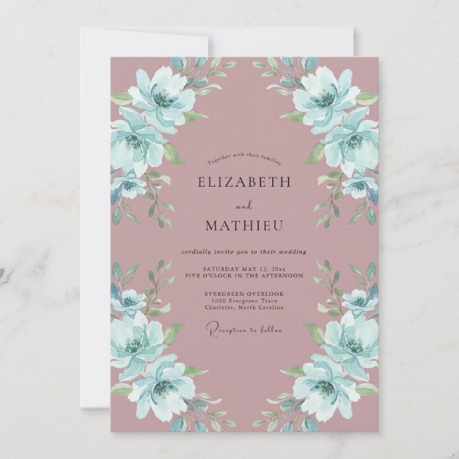 Invitación Boda de acuarela etérea malva (Anverso)