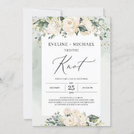 Invitación Boda de acuarela eucalipto rosas blancas