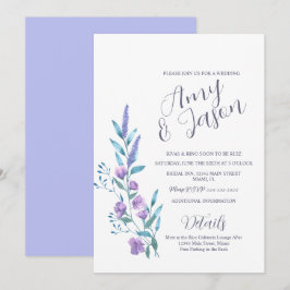 Invitación Boda de acuarela Flor Silvestre Lavanda Suave