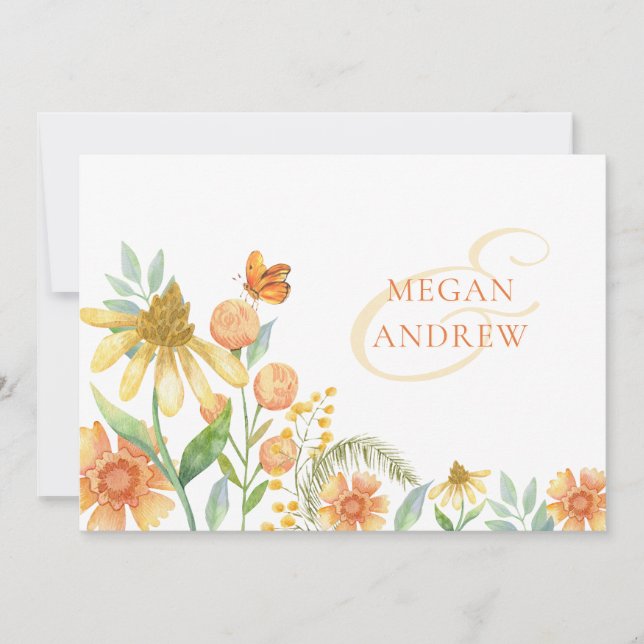 Invitación Boda de acuarela floral (Anverso)