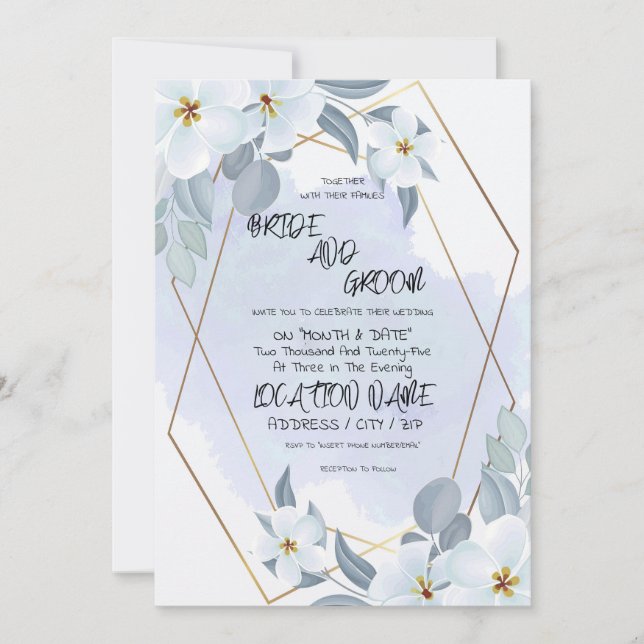 Invitación Boda de acuarela floral (Anverso)
