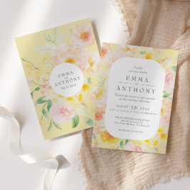Invitación Boda de acuarela floral amarilla de mantequilla ro