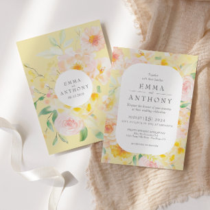 Invitación Boda de acuarela floral amarilla de mantequilla ro