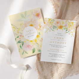 Invitación Boda de acuarela floral amarilla de mantequilla ro