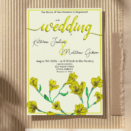 Invitación Boda de acuarela floral amarillo