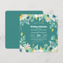 Boda de acuarela floral amarillo blanco Mint