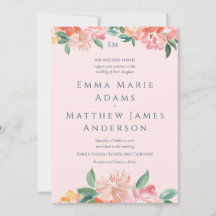 Boda de acuarela floral azul brillante