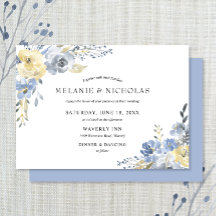 Boda de acuarela floral azul turbio