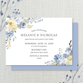 Invitación Boda de acuarela floral azul turbio
