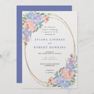 Invitación Boda de acuarela floral azul turquesa