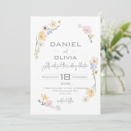 Invitación Boda de acuarela floral blanca