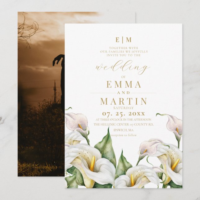 Invitación Boda de acuarela floral bohemio (Anverso / Reverso)