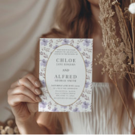 Invitación Boda de acuarela floral boho morado