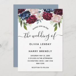Invitación Boda de Acuarela Floral Chic Rústico