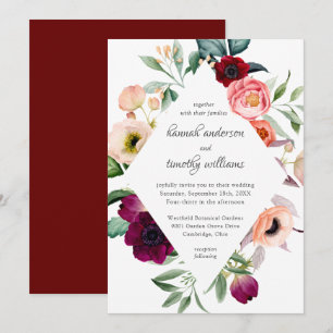 Invitación Boda de acuarela floral de Boho ruso