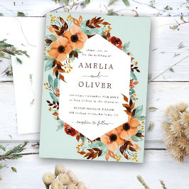 Invitación Boda de acuarela floral de color verde suave