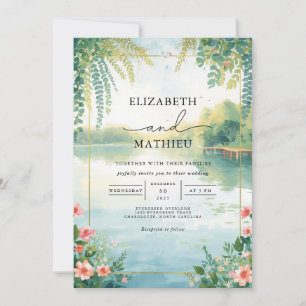 Invitación Boda de acuarela floral de estanque etéreo