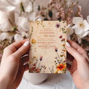 Invitación Boda de acuarela floral de Flor silvestre Terracot