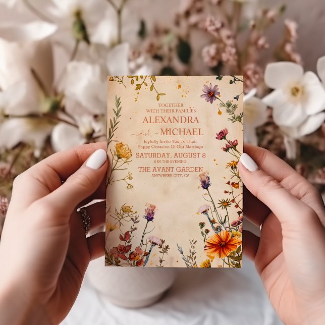 Invitación Boda de acuarela floral de Flor silvestre Terracot (Subido por el creador)