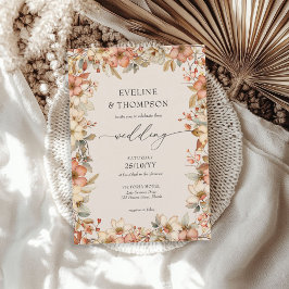 Invitación Boda de acuarela floral de Flor silvestre Terracot