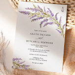 Invitación Boda de acuarela floral de lavanda otoño<br><div class="desc">Una moda Clásica boda de lavanda floral elegante acuarela con ramas y flores de tallos botánicos de lavanda violeta,  follaje verde y marrón y caligrafía elegante.</div>